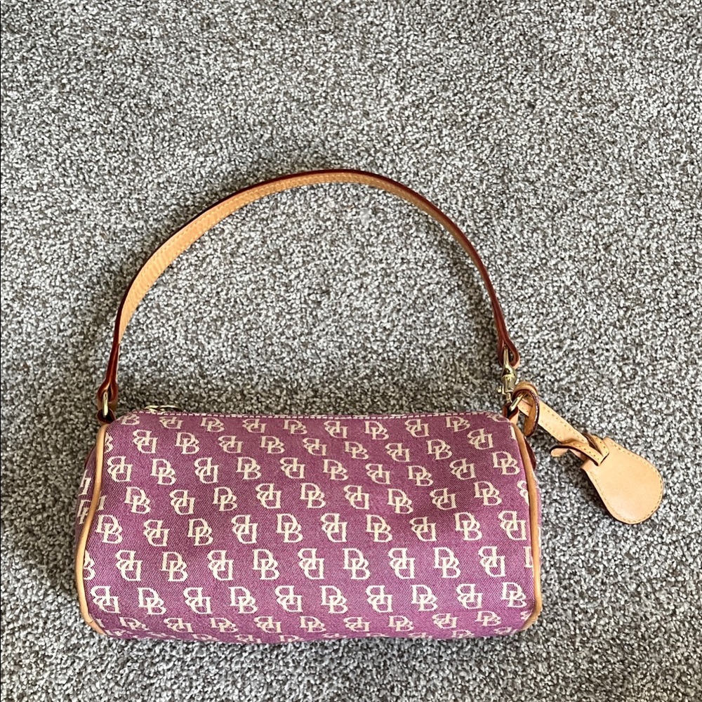 Dooney & Bourke Pink and Tan Shoulder Bag with Monogram Design